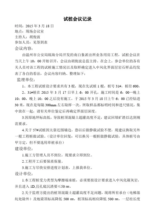 试桩会议记录