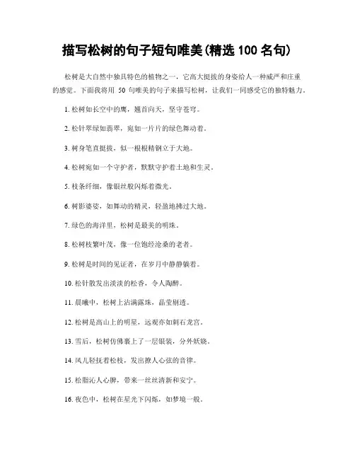 描写松树的句子短句唯美(精选100句)