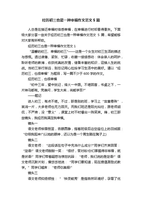 经历初三也是一种幸福作文范文5篇
