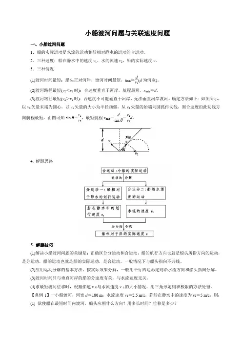 高中物理小船渡河问题与关联速度问题(解析版)
