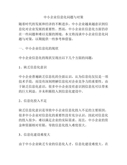 中小企业信息化问题与对策