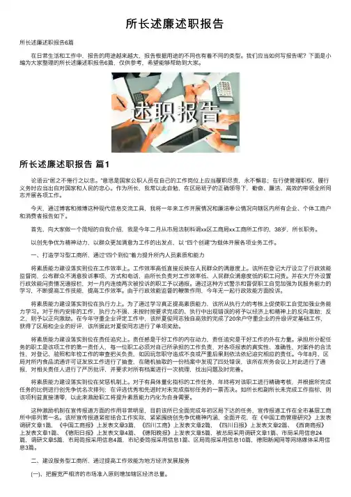 所长述廉述职报告