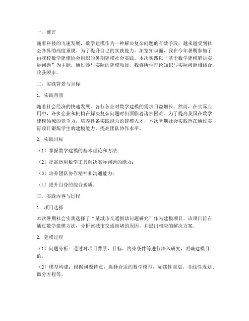 暑期建模社会实践报告