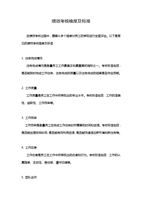 绩效考核维度及标准