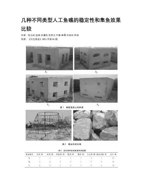 几种不同类型人工鱼礁的稳定性和集鱼效果比较