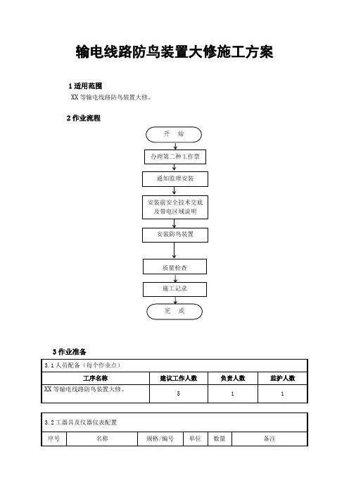 输电线路防鸟装置大修施工方案