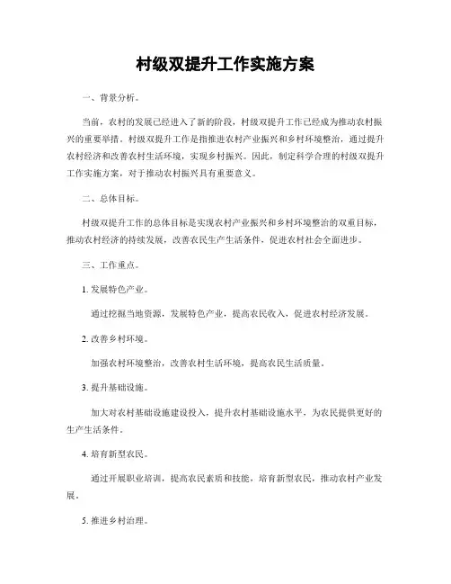 村级双提升工作实施方案