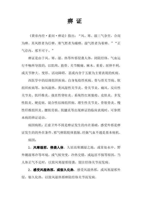 痹证的辨证论治
