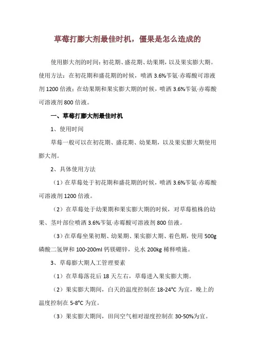 草莓打膨大剂最佳时机,僵果是怎么造成的