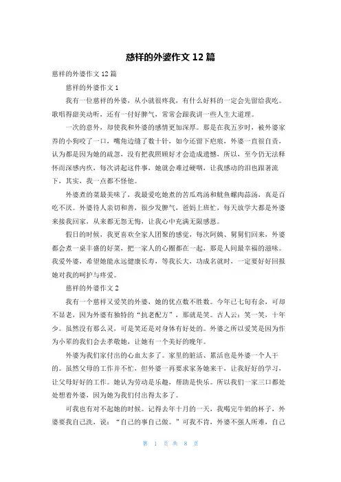 慈祥的外婆作文12篇