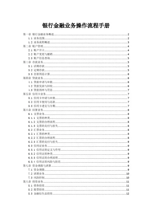 银行金融业务操作流程手册