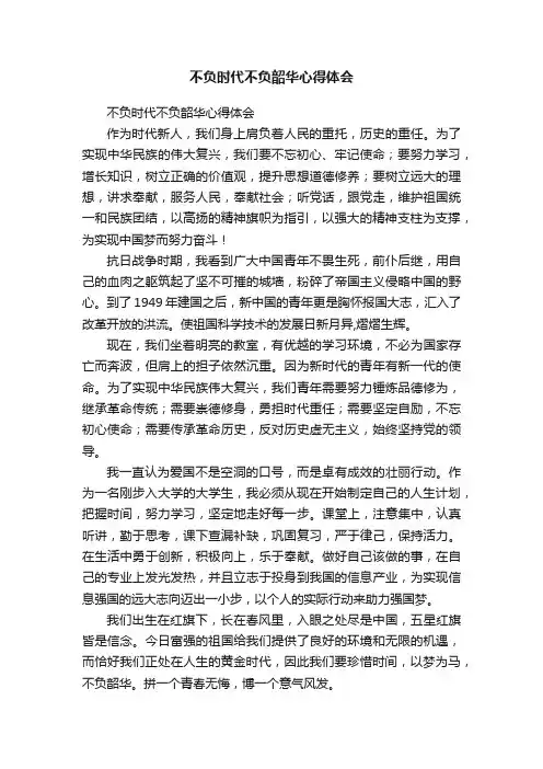 不负时代不负韶华心得体会