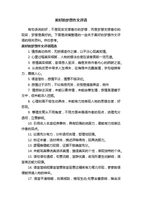 美好的梦想作文评语