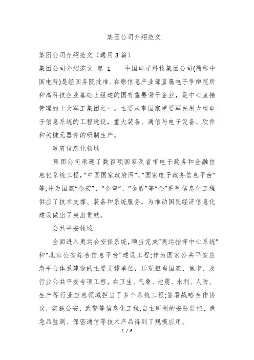 集团公司介绍范文