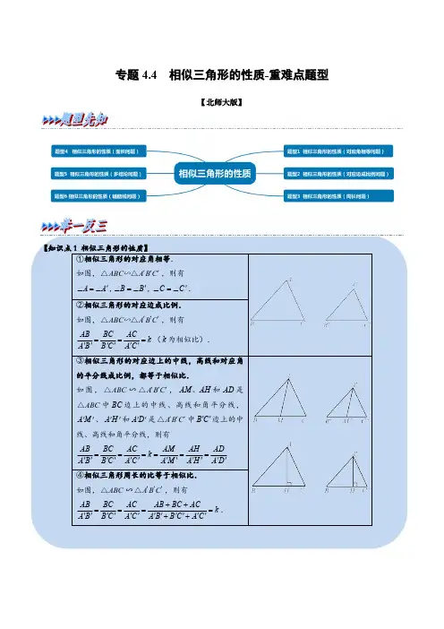 专题4.4 相似三角形的性质-重难点题型(举一反三)(北师大版)(解析版)