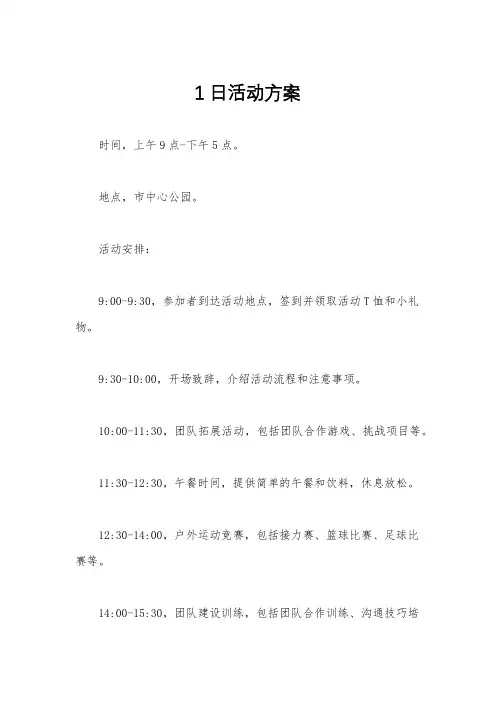 1日活动方案