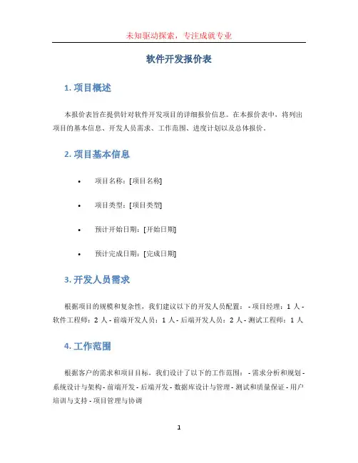 软件开发报价表 (9)