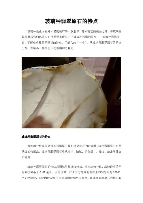 玻璃种翡翠原石的特点
