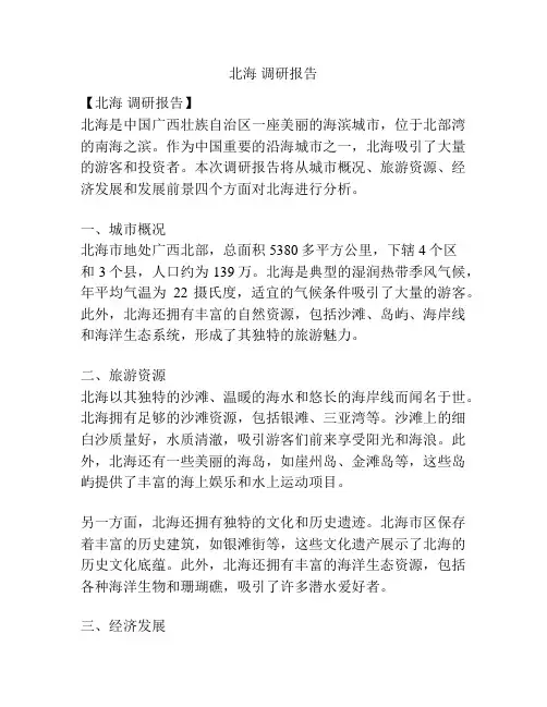 北海 调研报告