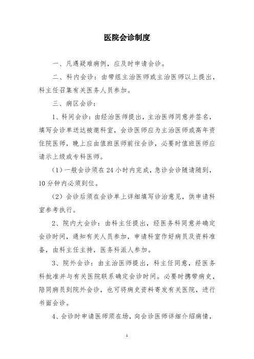医院会诊制度