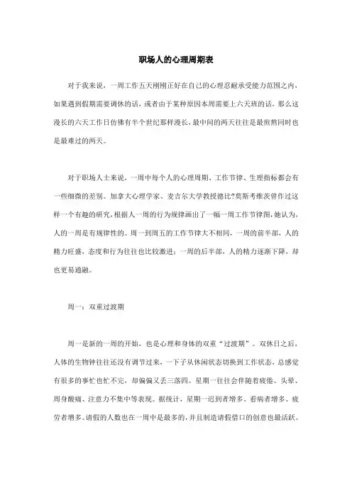 职场人的心理周期表