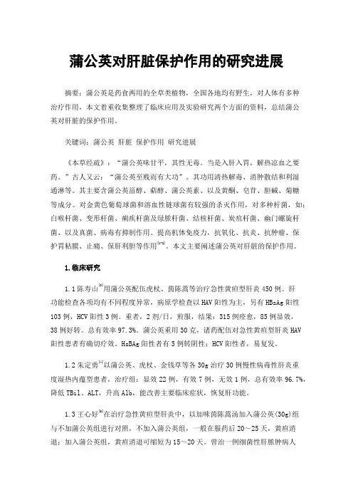 蒲公英对肝脏保护作用的研究进展