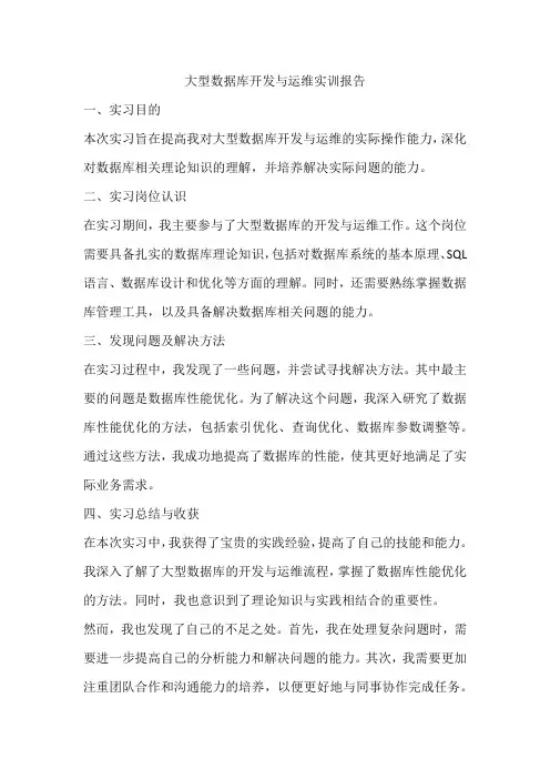 大型数据库开发与运维实训报告
