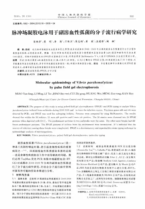 脉冲场凝胶电泳用于副溶血性弧菌的分子流行病学研究