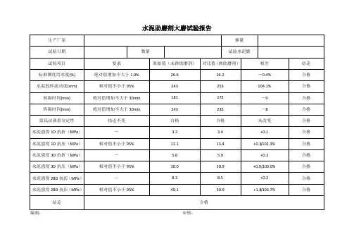 水泥助磨剂大磨试验报告_样张