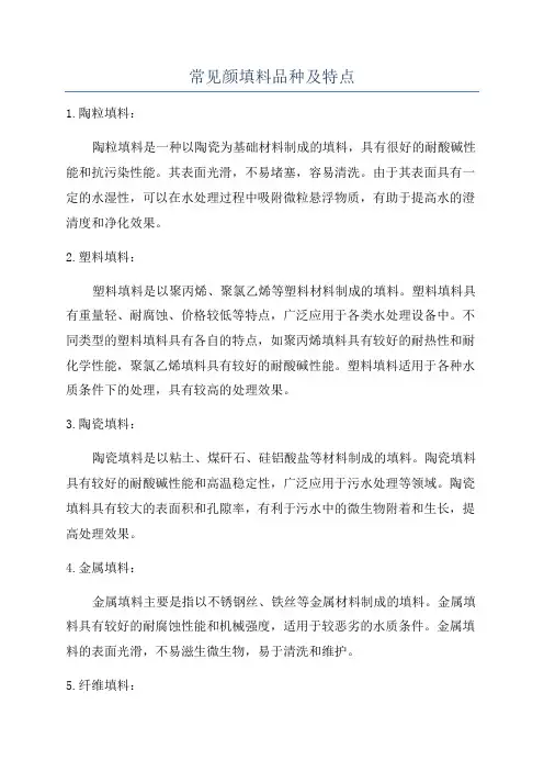 常见颜填料品种及特点