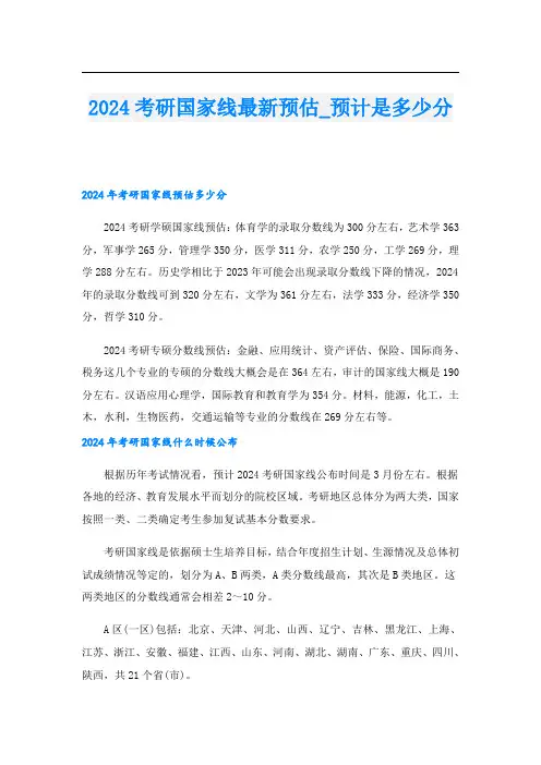 2024考研国家线最新预估预计是多少分