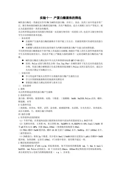 实验十一 产蛋白酶菌株的筛选