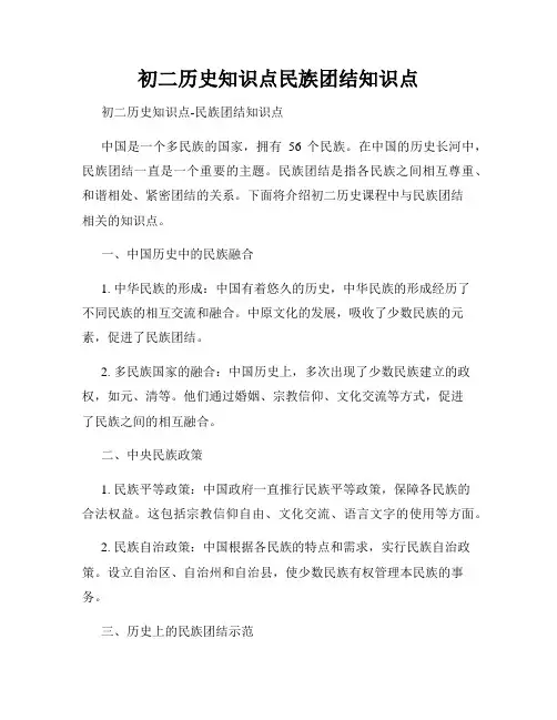 初二历史知识点民族团结知识点