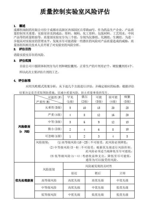 质量部控制实验室风险评估 (3)
