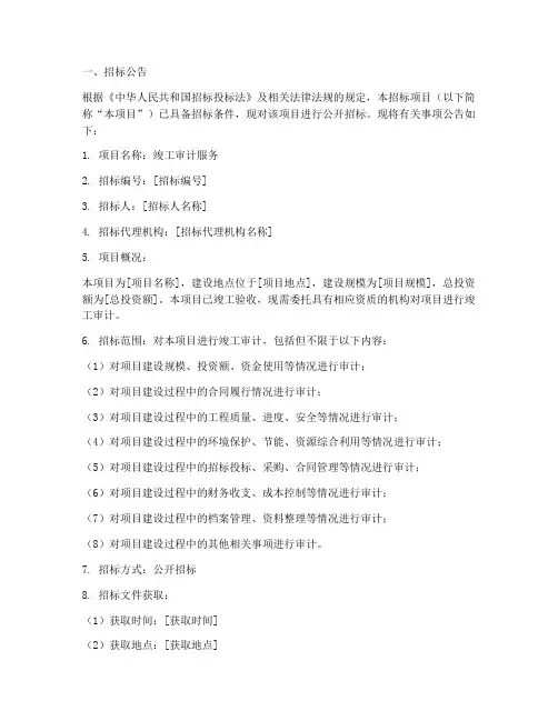 竣工审计服务招标文件