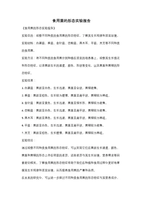 食用菌的形态实验报告