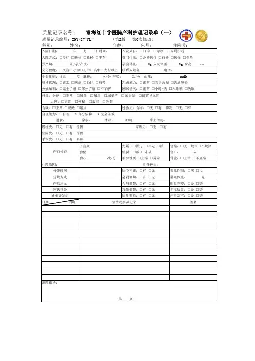 产科护理记录单(1)