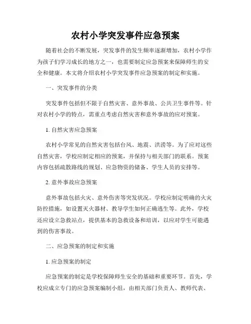 农村小学突发事件应急预案