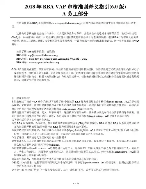 RBA审核准则释义指引(6.0版)-A部分