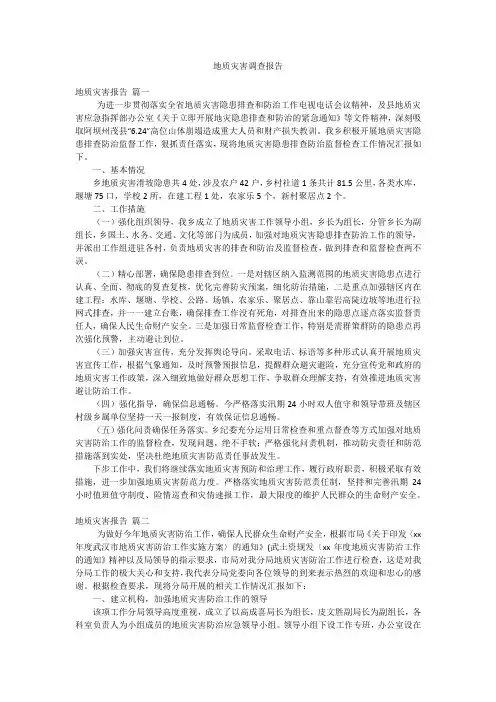 地质灾害调查报告