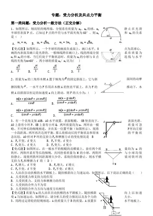高三提高班受力分析和共点力平衡专题