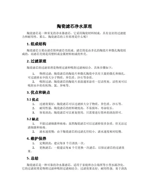 陶瓷滤芯净水原理