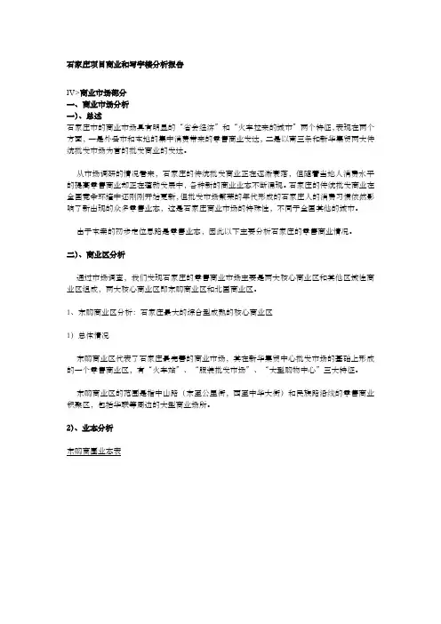 石家庄 项目商业和写字楼分析报告