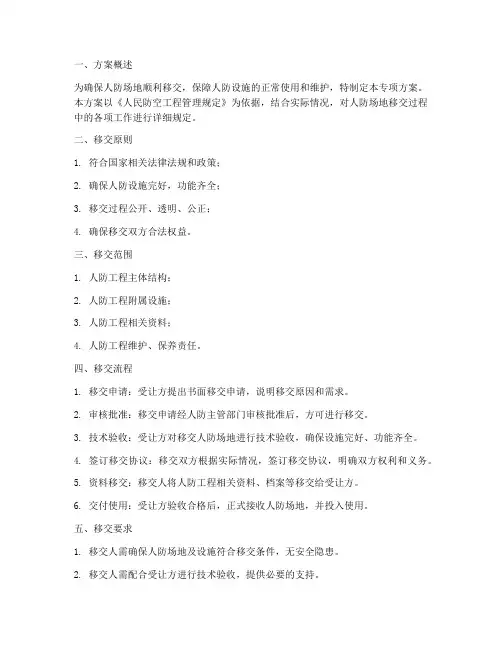 人防场地移交专项方案