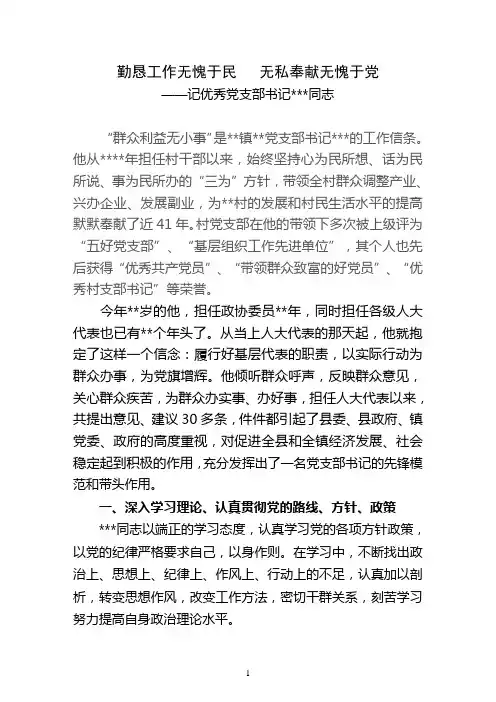 村党支部书记典型材料