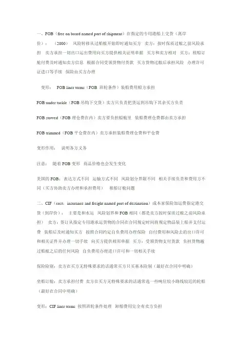 常用的六种国际贸易术语
