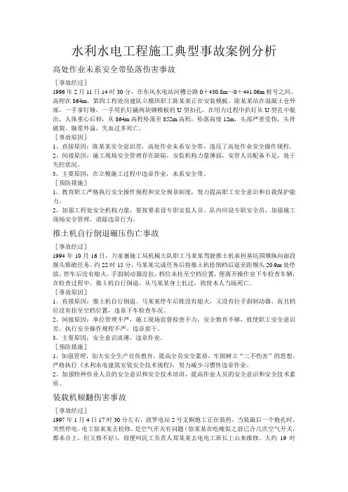 水利水电工程施工典型事故案例分析文档