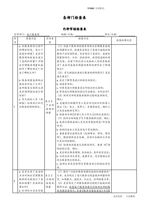 物业内审检查表