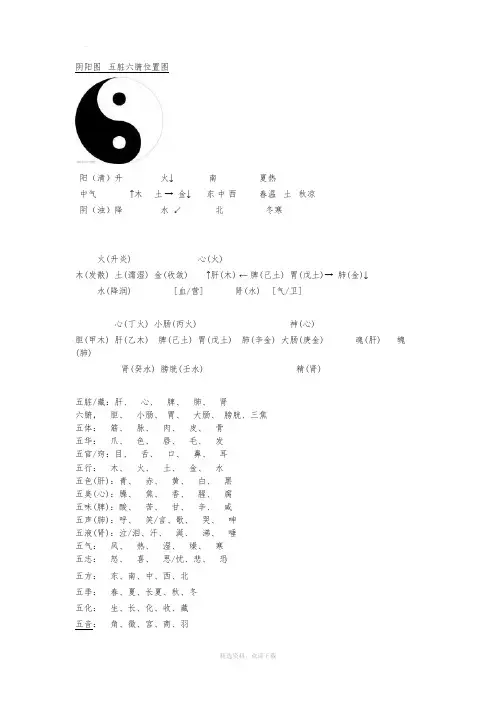 阴阳图五脏六腑位置图