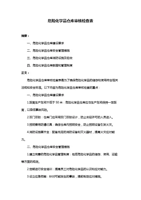 危险化学品仓库审核检查表
